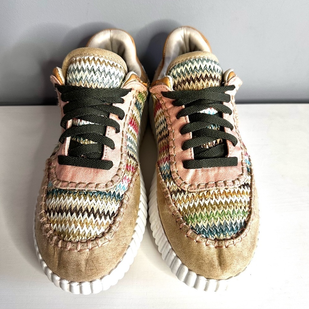 LA STRADA - Women’s Chunky Sole Sneakers, Textured Fabric, Multicoloured, Sz 38